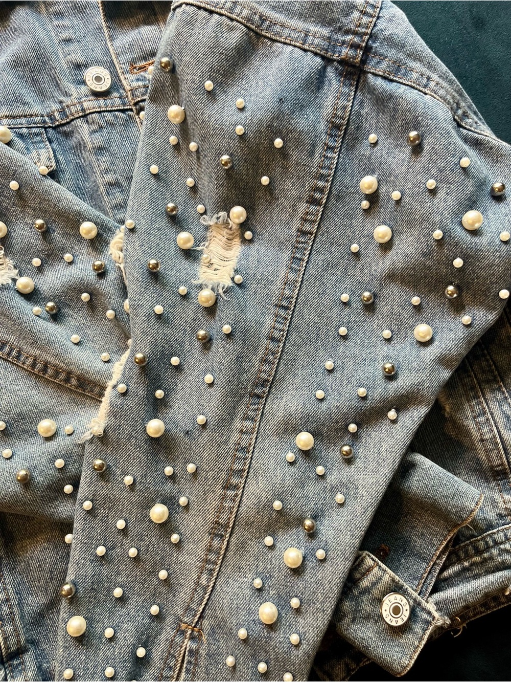 Elan Over-Sized Embellished Denim Jacket - Picture 7 of 10